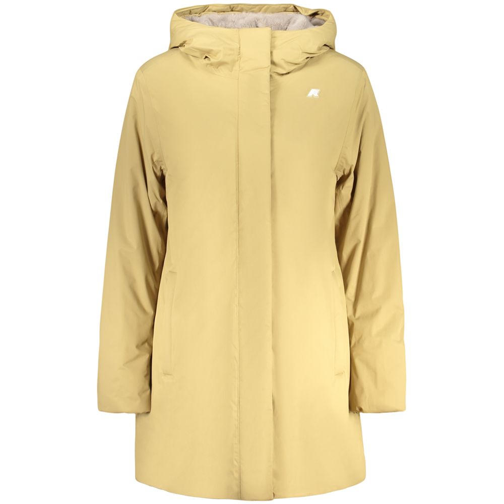 Hooded Overcoat by K-WAY for women in fur nylon & polyester beige & gray presents a luxurious silhouette, showcasing a luxurious hooded neckline and sophisticated pockets & hooded for a premium, luxurious look.