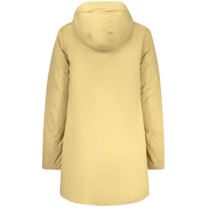Hooded Overcoat by K-WAY for women in fur nylon & polyester beige & gray features a contemporary silhouette showcasing a contemporary and refined pockets & hooded for a sophisticated finish.