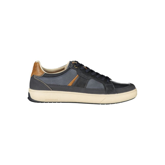 Athletic Sneakers by Lumberjack for men in polyester blue, brown & print showcases a architectural silhouette, artfully capturing the essence of the Men's Athletic Polyester Sneakers with its signature architectural athletic style construction.