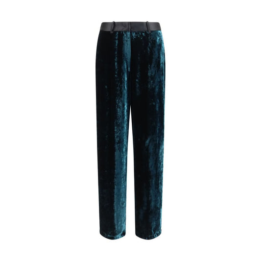 Trousers by Forte_Forte for women in silk velvet satin & viscose bicolour features an on trend silhouette, showcasing a sophisticated regular-fit with a long and for an on trend finish.