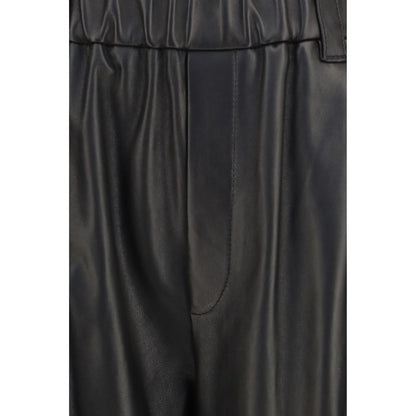 Pants by Brunello Cucinelli for women in nappa leather black & natural features a enduring silhouette, showcasing a enduring relaxed-fit, regular-fit & wide and long with a for a premium, tailored aesthetic.