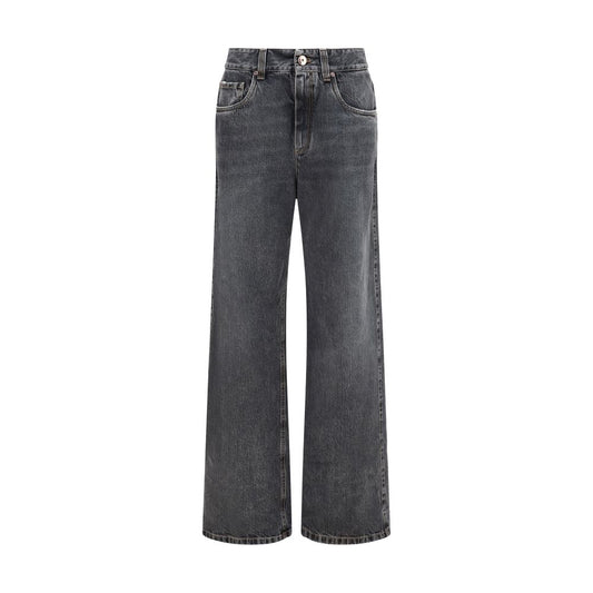 Jeans by Brunello Cucinelli for women in denim cotton gray features an refined tailoring silhouette, showcasing a premium straight-leg & regular-fit with a and long cut for a refined tailoring look.