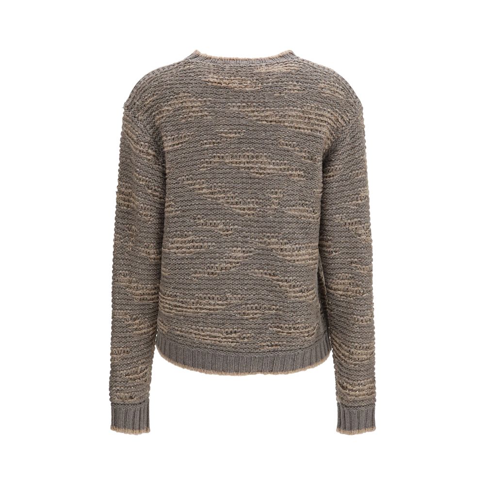 Sweatshirt by Fabiana Filippi for women in cashmere silk wool & polyester gray showcases a slouchy chic silhouette, artfully detailed with a slouchy chic and for a slouchy chic finish.