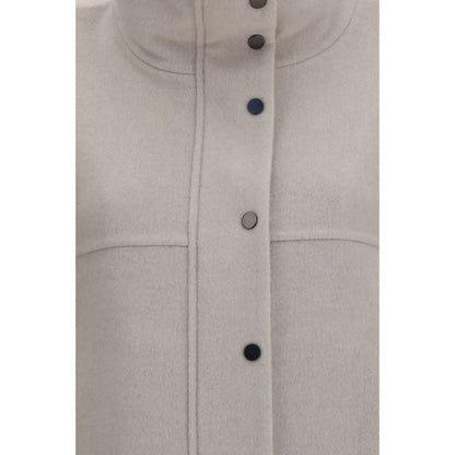 Brunello Cucinelli White Wool Oves Aries Coat
