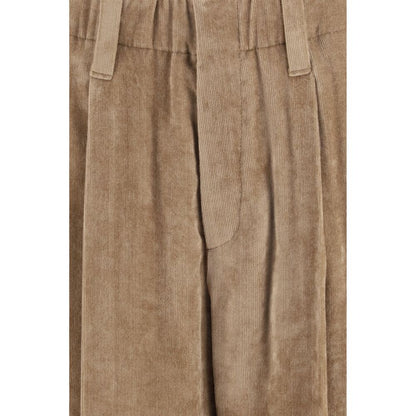Casual Pants by Brunello Cucinelli for women in cashmere corduroy & viscose brown features an sophisticated and relaxed-fit, regular-fit & wide with a precise long, creating a sophisticated and sophisticated silhouette.