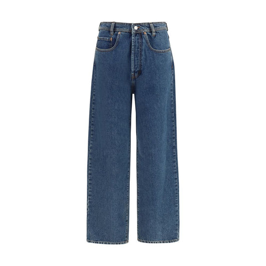 Jeans by Magliano for men in denim cotton blue & signature presents a refined pantology silhouette, artfully defined by a refined pantology regular-fit & wide, long, and a sophisticated .