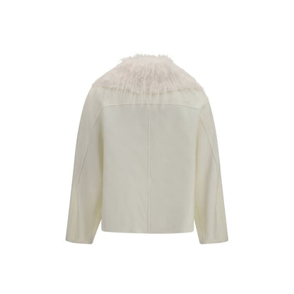 Loulou De Saison White Wool Oves Aries Full-Length Jacket