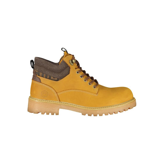 Lace-Up Boots by Lumberjack for men in polyester polyurethane leather brown, yellow & print features an effortless chic silhouette from the Men's Polyester Polyurethane Leather Lace-Up Boots collection, showcasing a effortless chic and refined for an effortless chic look.