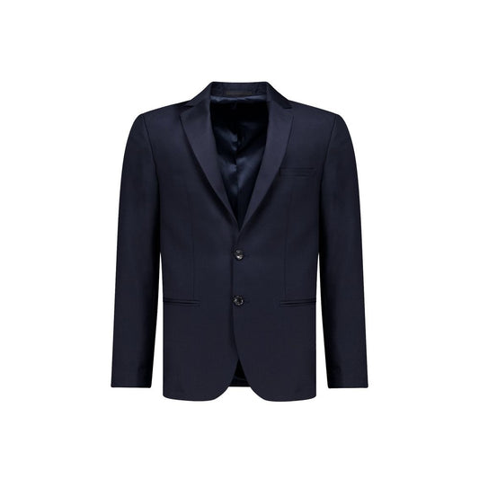 Overcoat by Autore for men in lana merino wool & viscose black & blue features an satoral silhouette, showcasing a sophisticated and satoral pockets for a premium, timeless look.