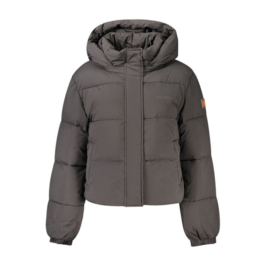 Hooded Overcoat by Guess Jeans for women in polyester black & print showcases a enveloping silhouette, detailed with distinctive pockets & hooded and a enveloping hooded neckline.