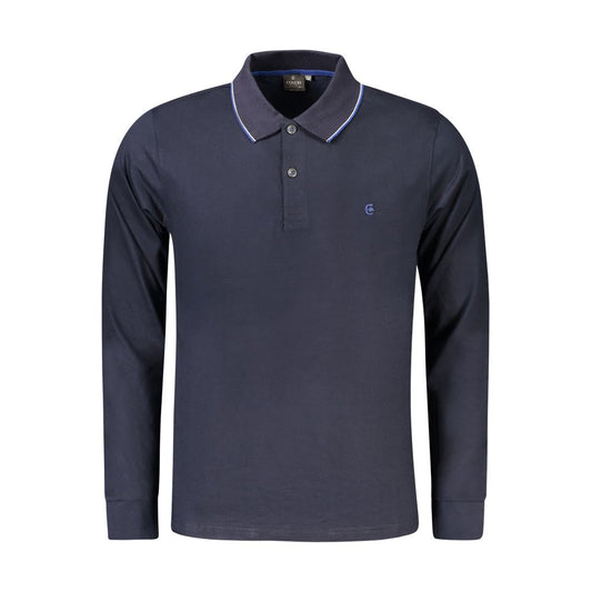 Coveri Moving Men's Long-Sleeve Cotton Polo Shirt - Blue