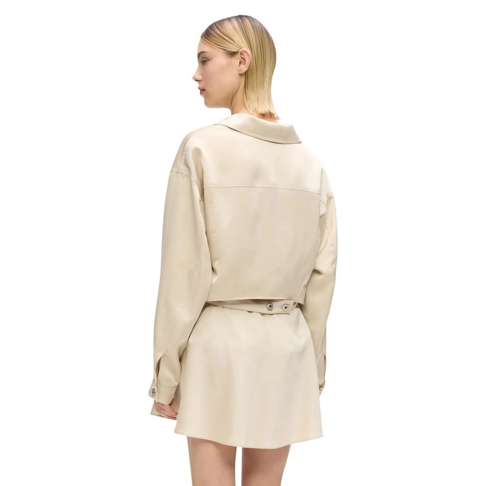 Overcoat by Karl Lagerfeld for women in polyester satin beige showcases a enveloping silhouette, detailed with distinctive lightweight & pockets and a enveloping .