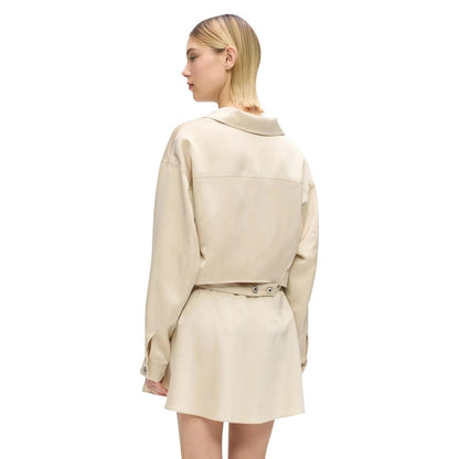 Overcoat by Karl Lagerfeld for women in polyester satin beige showcases a enveloping silhouette, detailed with distinctive lightweight & pockets and a enveloping .