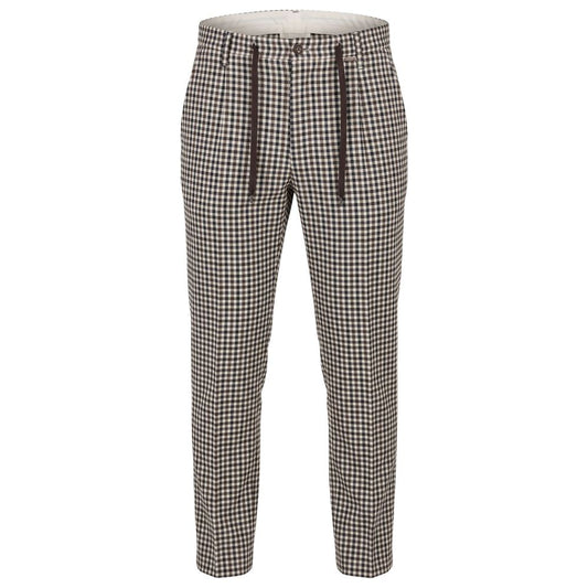 Trousers by Baldinini Trend for men in linen & cotton blue & checked features an on trend silhouette, showcasing a sophisticated with a long and for an on trend finish.
