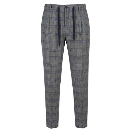 Trousers by Baldinini Trend for men in cotton bicolour, green & checked features a tailored silhouette with a tailored relaxed-fit, defined by its long and a sophisticated .