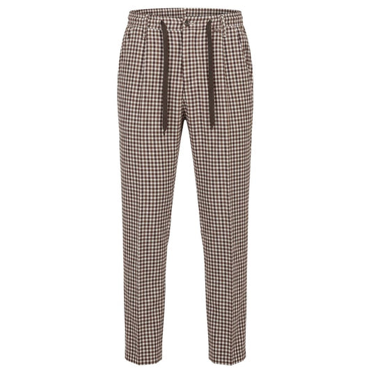 Trousers by Baldinini Trend for men in cotton brown, patterned & checked features a artisanal silhouette, showcasing a sophisticated with a long and for a artisanal finish.