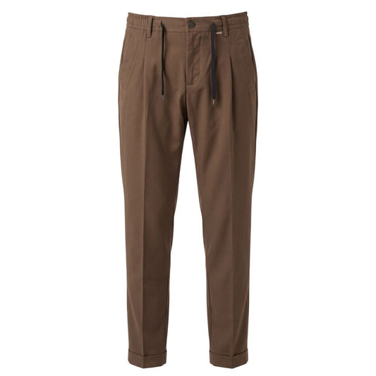 Trousers by Baldinini Trend for men in cotton polyester brown features an sartorial silhouette, showcasing a precise and long with a sartorial for a refined look.