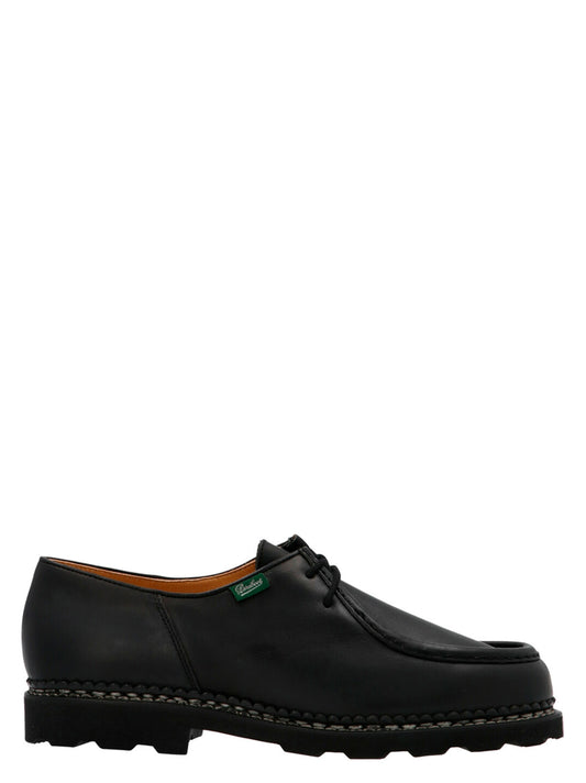 Derby Shoes by PARABOOT for men in nubuck calfskin leather black showcases a timeless silhouette from the Men's Nubuck Calfskin Leather Derby Shoes collection, featuring a timeless and for a timeless finish.