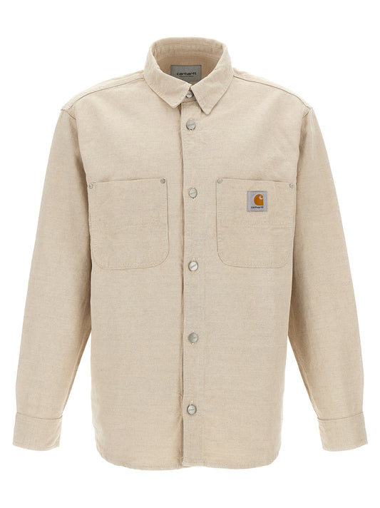 Overshirt by Carhartt Wip for men in linen & cotton beige, featuring a nuanced and nuanced for a sophisticated finish.