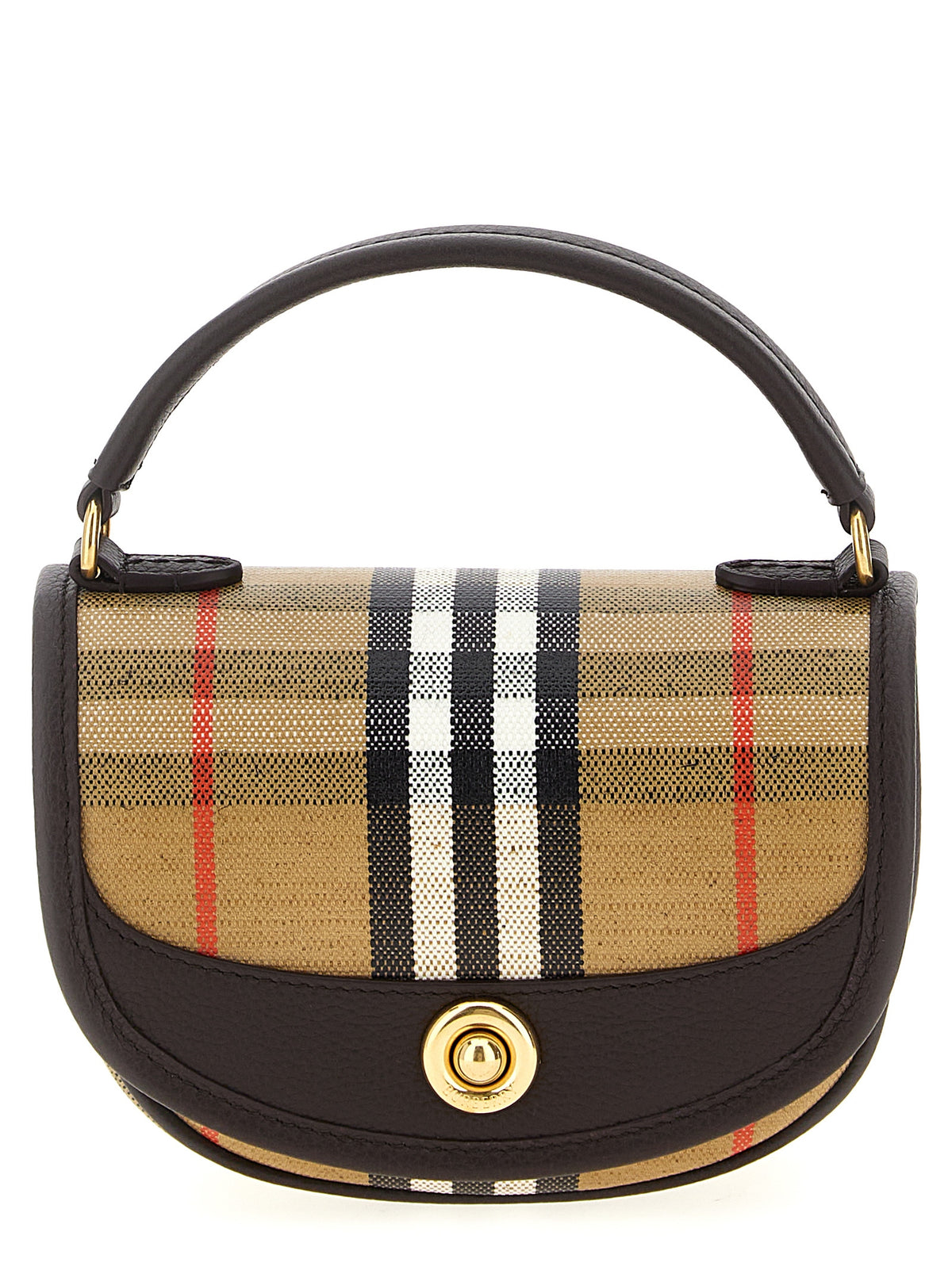 Burberry Highlands Leather Linen Cotton & Viscose Mini Flap Handbag - Multicolor Jacquard
