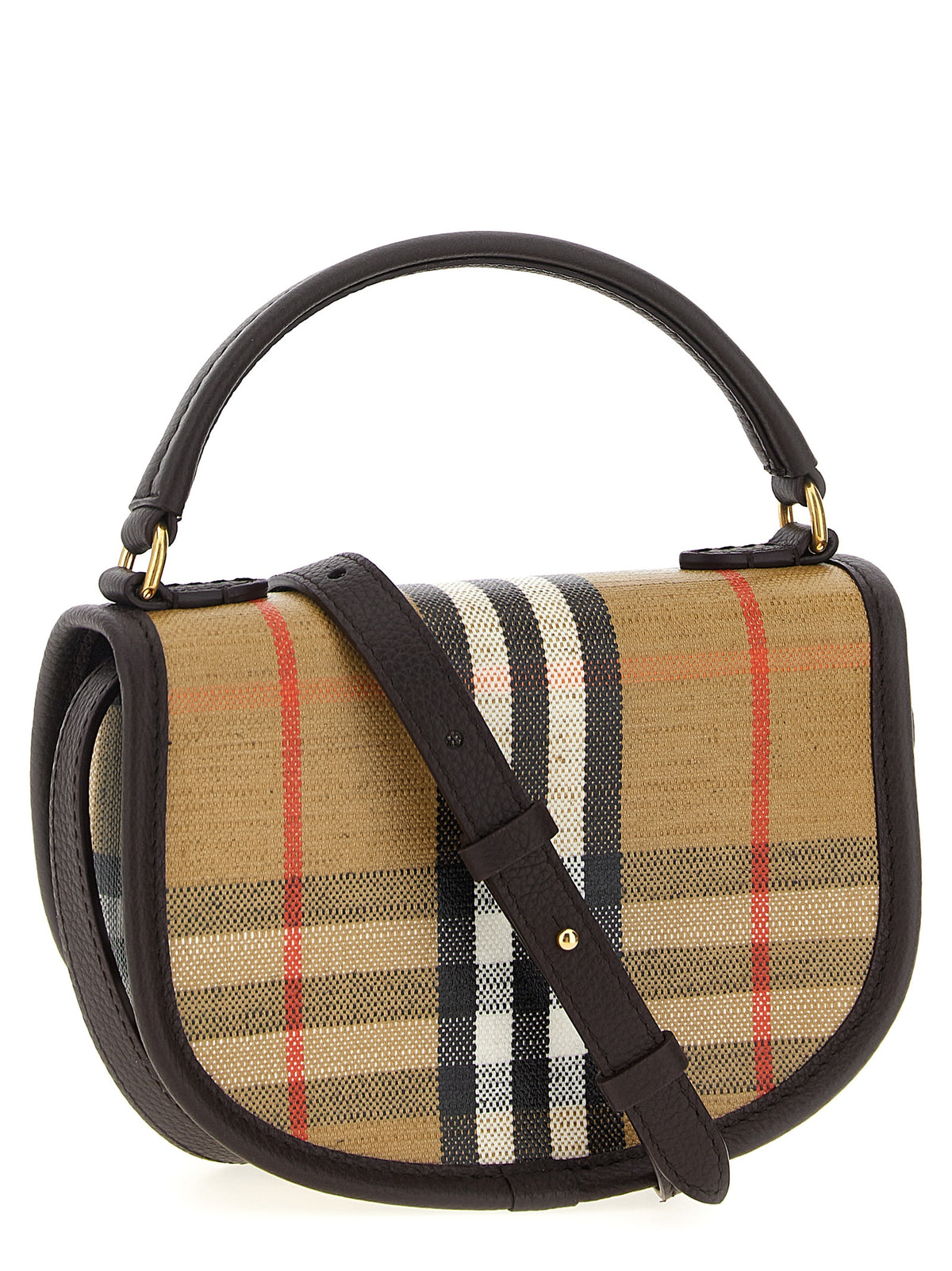 Burberry Highlands Leather Linen Cotton & Viscose Mini Flap Handbag - Multicolor Jacquard
