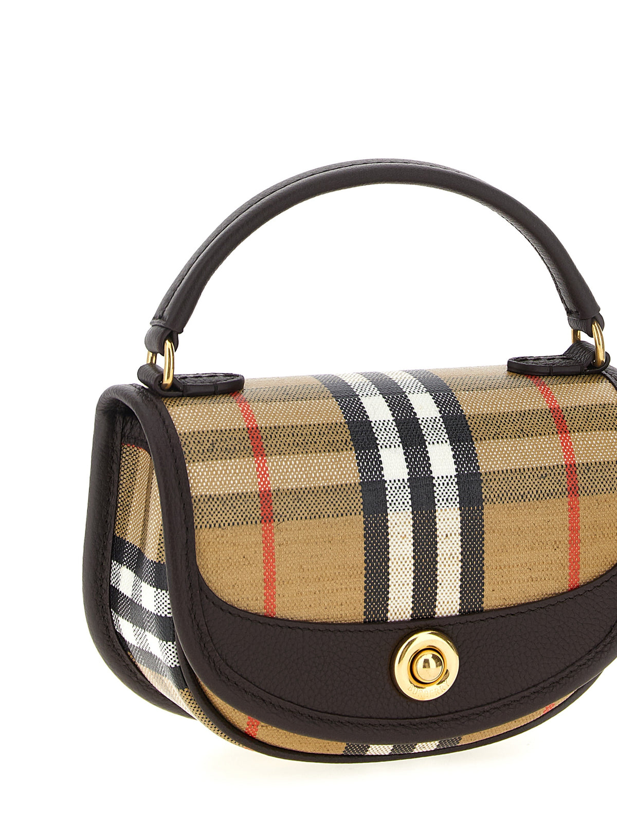 Burberry Highlands Leather Linen Cotton & Viscose Mini Flap Handbag - Multicolor Jacquard