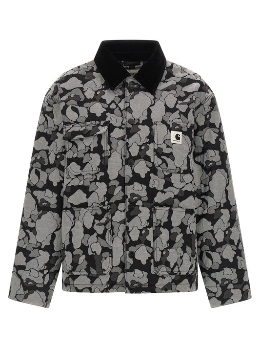 Overcoat by Carhartt Wip for women in cotton polyester nylon velvet gray, floral & jacquard features a contemporary silhouette showcasing a contemporary shirt-collar neckline and refined pockets & insulated for a sophisticated finish.