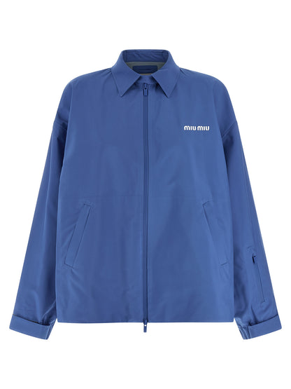 Miu Miu Blue Recycled Polyester Shell Jacket