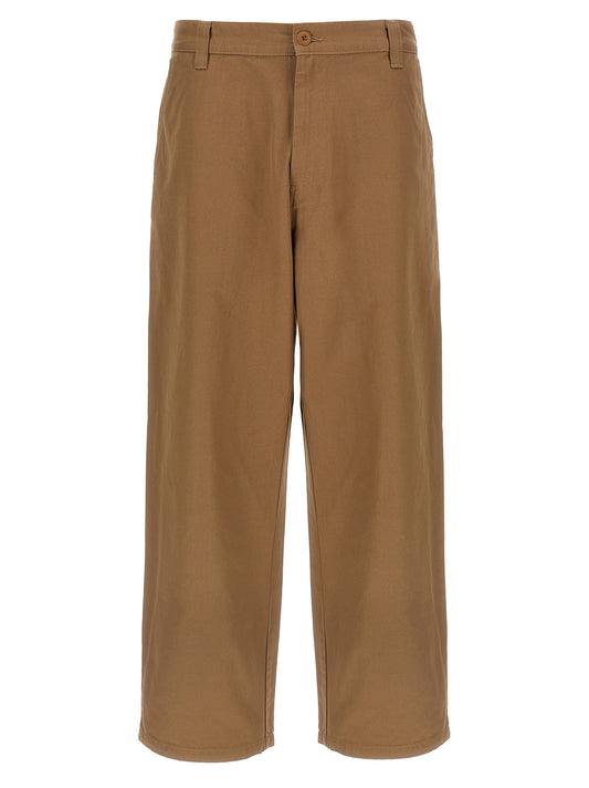 Trousers by Carhartt Wip for men in cotton twill beige features an on trend silhouette, showcasing a sophisticated straight-leg & wide with a long and for an on trend finish.