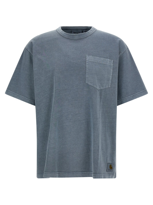 T-Shirt by Carhartt Wip for men in organic cotton blue features a plush silhouette, showcasing a sophisticated crew neckline and for a truly plush finish.