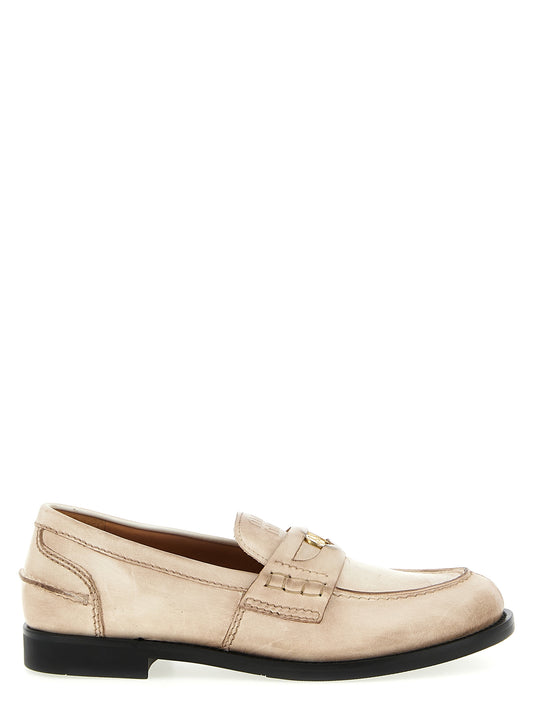 This Flat Loafer Slip-On Shoes by Miu Miu for women in calf leather metal & rubber white features an exquisite silhouette from the Women's Calf Leather Metal & Rubber Flat Loafer Slip-On Shoes collection, defined by a sophisticated flat and elegant .