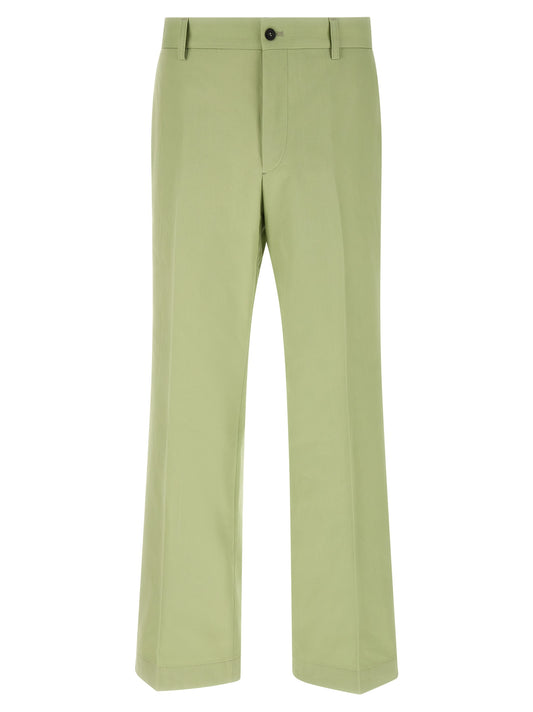 Casual Pants by Prada for men in cotton bicolour, green & signature features a refined silhouette with a refined straight-leg, defined by a and a refined long for a refined finish.