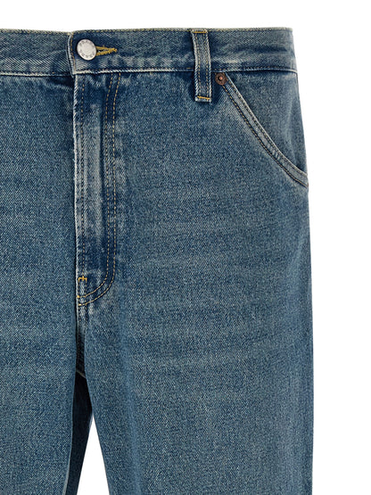 Prada Blue Cotton Straight-Leg Jeans