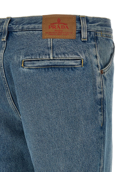 Prada Blue Cotton Straight-Leg Jeans