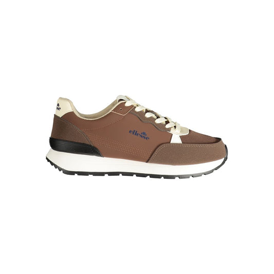 Athletic Sneakers by Ellesse for men in polyester & polyurethane brown, white & print features an effortless chic silhouette, showcasing the signature athletic style of the Men's Athletic Polyester & Polyurethane Sneakers collection with a truly effortless chic finish.