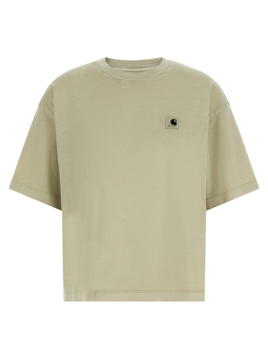 Activewear T-Shirt by Carhartt Wip for women in organic cotton beige features an athletic silhouette with short-sleeve sleeves and a crew neckline neckline, enhanced by high-performance .
