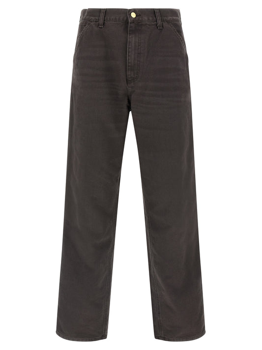 Trousers by Carhartt Wip for men in organic cotton brown features a tailored silhouette with a tailored straight-leg, regular-fit & wide, defined by its long and a sophisticated .