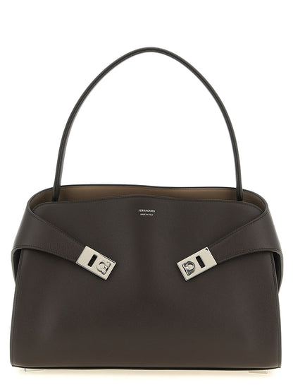 Ferragamo Brown Calfskin Shoulder Bag