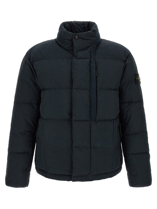 Puffer Jacket by Stone Island for men in cotton canvas & polyamide blue features an contemporary silhouette, showcasing a sophisticated high-neck neckline and contemporary pockets & insulated for a truly refined look.