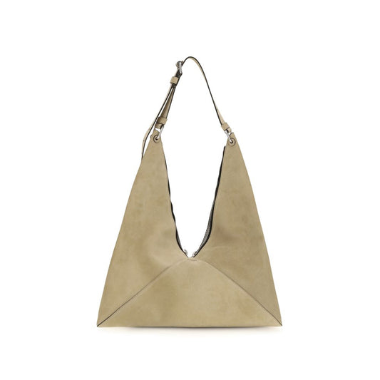 Small Shoulder Hobo Bag by Moschino for women in suede leather beige presents a versatile silhouette, showcasing a secure zipper and versatile with versatile shoulder-strap & adjustable-strap for a sophisticated look.