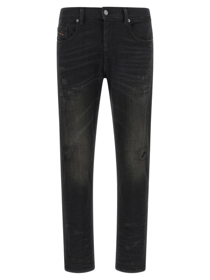 Diesel Black Cotton Tapered Jeans