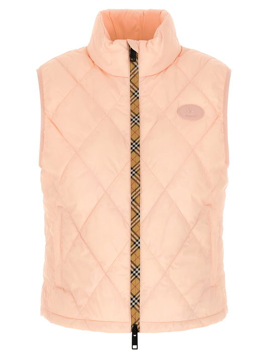 Vest by Burberry for women in nylon multicolor, pink, patterned & signature features a chic silhouette, expertly detailed with a refined and premium lightweight & pockets for a truly chic look.