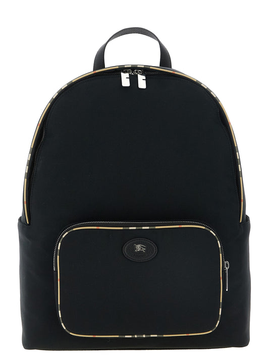 Backpack by Burberry for men in polyester polyurethane leather black & silver showcases a urban-chic Polyester Polyurethane Leather Backpack design, featuring a secure zipper with urban-chic and versatile backpack-strap & adjustable-strap.