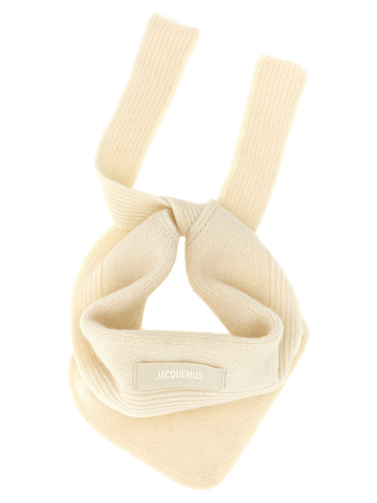 Scarf by Jacquemus for women in alpaca wool & polyamide white showcases a on trend silhouette, artfully capturing the on trend essence of the Alpaca Wool & Polyamide Wrap Scarf design with a sophisticated finish.