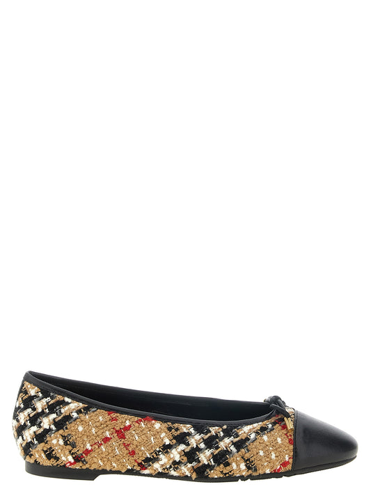 Ballet Flat Shoes by Burberry for women in polyamide polyester leather wool & linen beige, black, gold, multicolor, red & patterned features an captivating silhouette, showcasing the captivating style of the Women's Polyamide Polyester Leather Wool & Linen Ballet Flat Shoes with its distinct and refined .