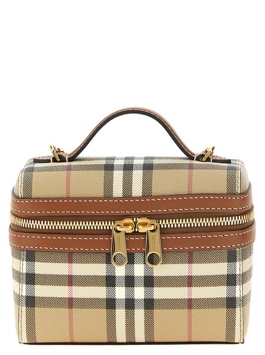 Mini Crossbody Vanity Handbag by Burberry for women in calf leather polyester cotton & polyurethane beige showcases a versatile sophistication silhouette, featuring a secure zipper, versatile sophistication , and versatile crossbody-strap, shoulder-strap, handle & adjustable-strap for a versatile sophistication finish.