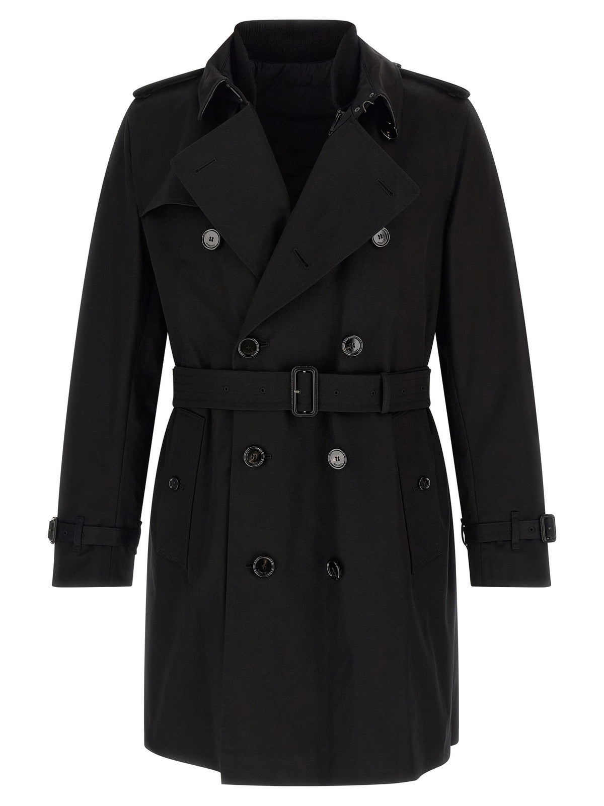 Vest by Burberry for men in leather & cotton black features a stylish silhouette, showcasing distinct and a refined for a truly stylish finish.