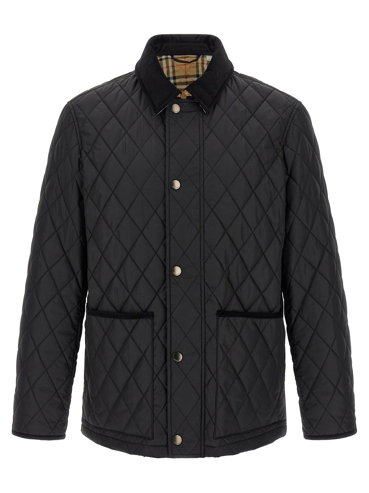 Burberry Men's Lightweight Nylon Cotton Corduroy Twill Overcoat - Black