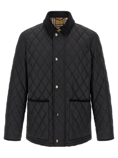 Burberry Men's Lightweight Nylon Cotton Corduroy Twill Overcoat - Black