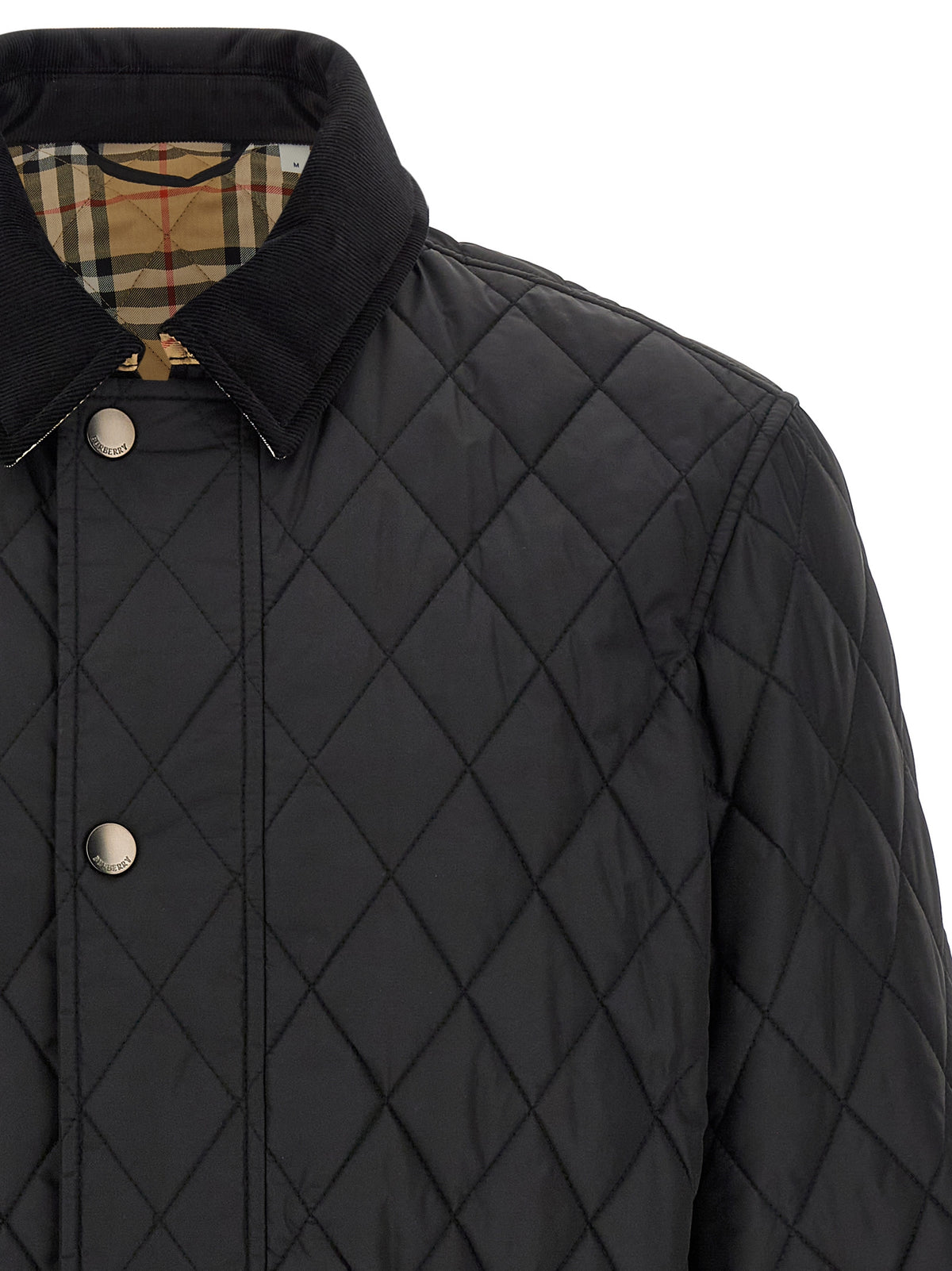 Burberry Men's Lightweight Nylon Cotton Corduroy Twill Overcoat - Black